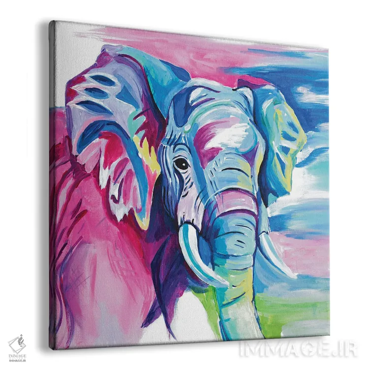 تابلو فیل رنگارنگ شاد اثر چلسیا گودریچ - نمای پرسپکتیو محصول