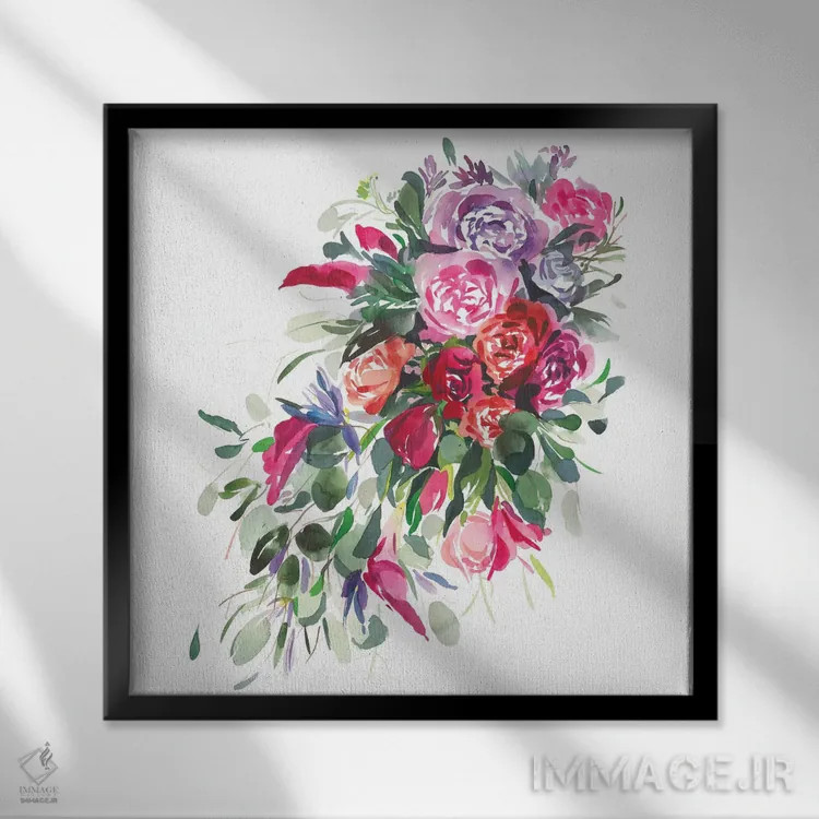 تابلو ویولا (گل/رنگ/ساز) اثر گوشیا گرگورچیک - نمای قابدار مشکی