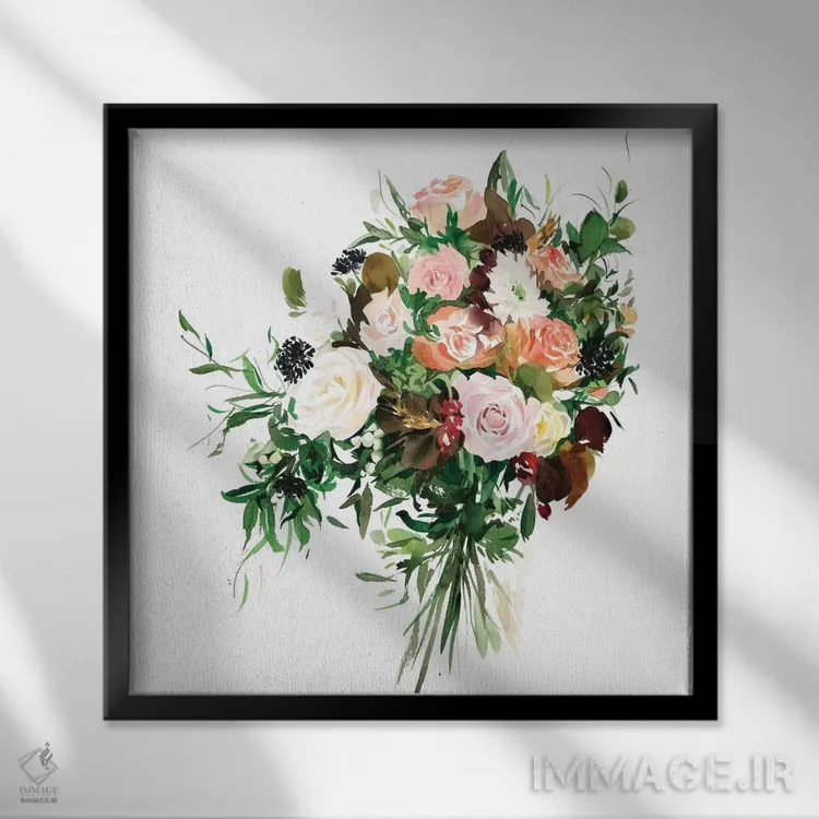 تابلو رز چای (نوعی گل) اثر گوشیا گرگورچیک - نمای قابدار مشکی