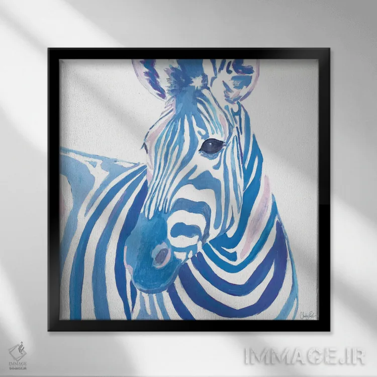 تابلو گورخر درخشان اثر چلسیا گودریچ - نمای قابدار مشکی