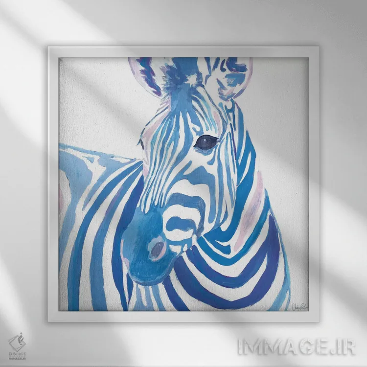 تابلو گورخر درخشان اثر چلسیا گودریچ - نمای قابدار سفید