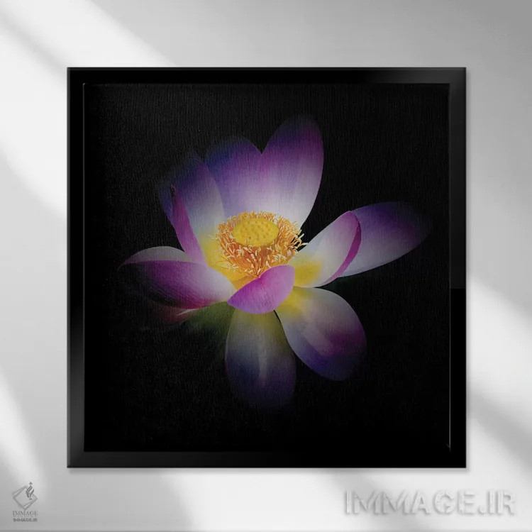 تابلو تولد دوبارهٔ نیلوفر درخشان اثر جورج اوزه - نمای قابدار مشکی