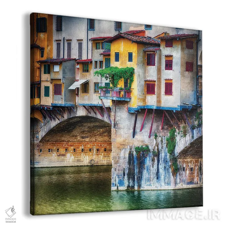 تابلو بالکن کوچک روی خانهٔ پل، پونته وکیو، فلورانس، توسکانی، ایتالیا اثر جورج اوزه - نمای پرسپکتیو محصول