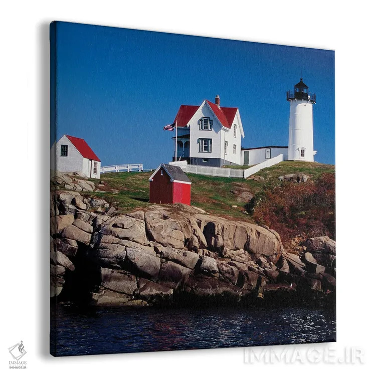 تابلو نمای فانوس دریایی کیپ ندیک، یورک، مین، آمریکا اثر جورج اوزه - نمای پرسپکتیو محصول