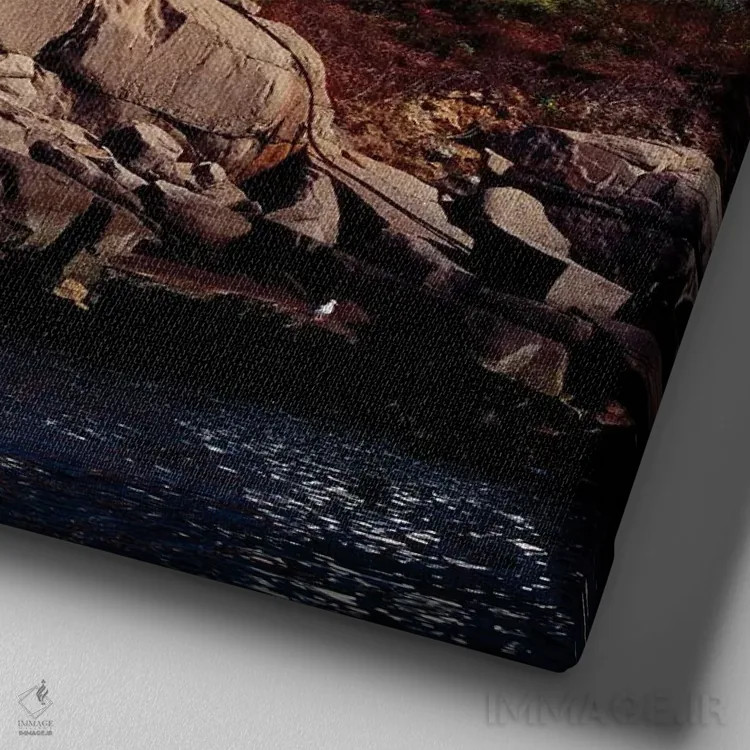 تابلو نمای فانوس دریایی کیپ ندیک، یورک، مین، آمریکا اثر جورج اوزه - نمای نزدیک بافت بوم