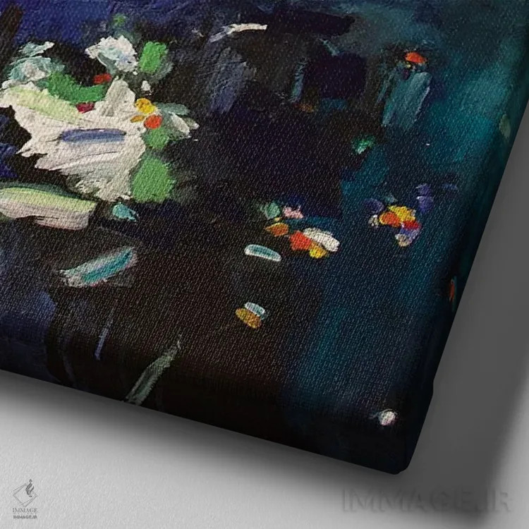 تابلو نجواهای شبانه اثر گِزیـن پوستما - نمای نزدیک بافت بوم