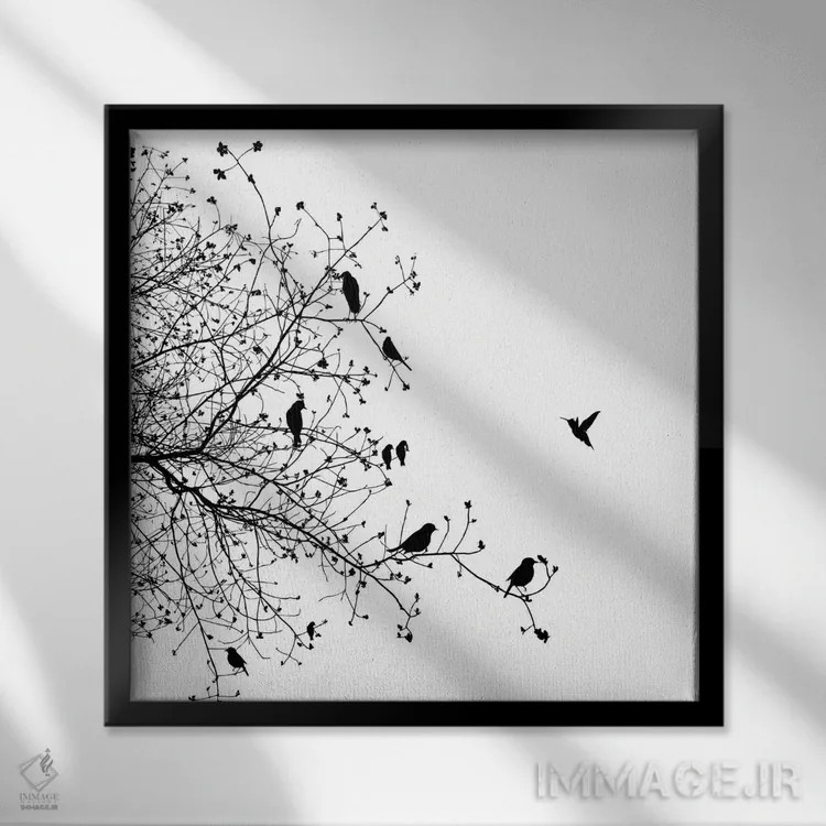 تابلو پرندگان I اثر گراف اینک - نمای قابدار مشکی
