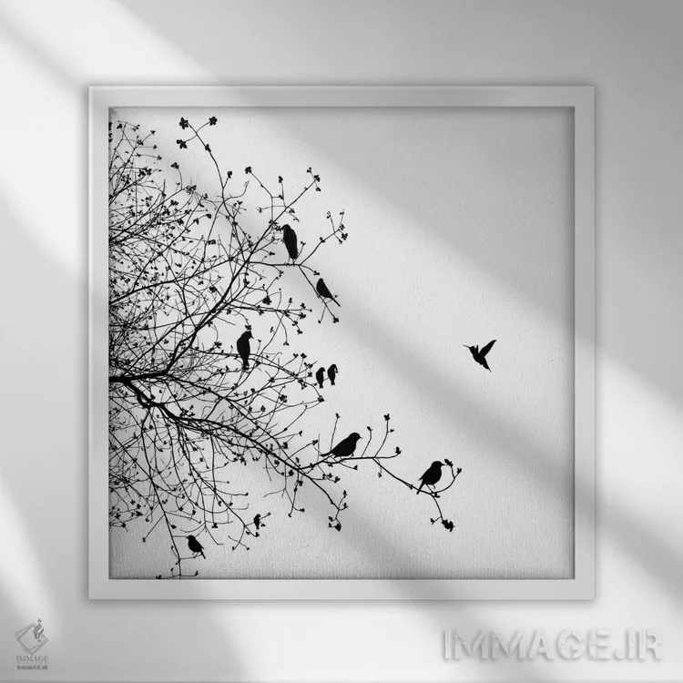 تابلو پرندگان I اثر گراف اینک - نمای قابدار سفید
