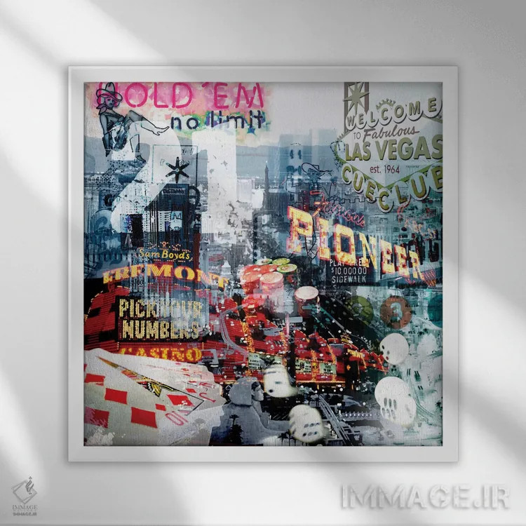 تابلو لاس وگاس (آمریکا) اثر گراف اینک - نمای قابدار سفید