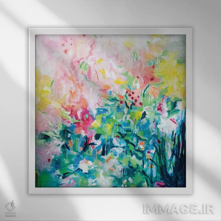 تابلو گلهایی که از آفتاب لذت میبرند اثر گِزیـن پوستما - نمای قابدار سفید