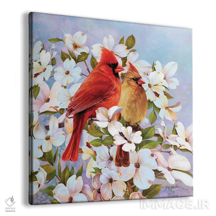 تابلو جفت کارباورال و درختان داگوود اثر گرگ جوردانو - نمای پرسپکتیو محصول