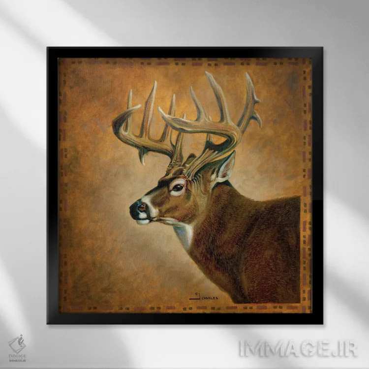 تابلو نیمرخ گوزنهای هیولاهای سایه اثر جی. چارلز - نمای قابدار مشکی