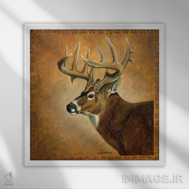 تابلو نیمرخ گوزنهای هیولاهای سایه اثر جی. چارلز - نمای قابدار سفید