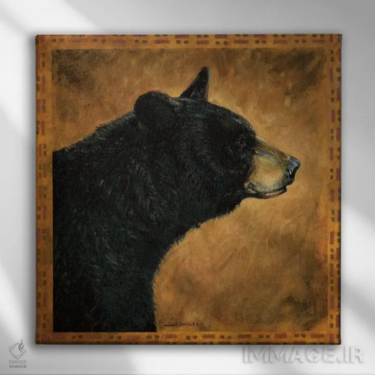 تابلو نیمرخ خرس سیاه هیولاهای سایه اثر جی. چارلز - نمای روبهرو روی دیوار