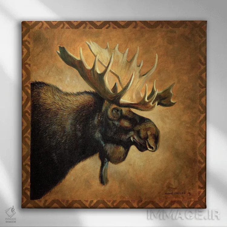 تابلو نیمرخ گوزن شمالی هیولاهای سایه اثر جی. چارلز - نمای روبهرو روی دیوار