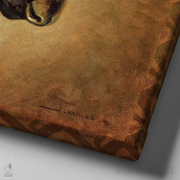 تابلو نیمرخ گوزن شمالی هیولاهای سایه اثر جی. چارلز - نمای نزدیک بافت بوم