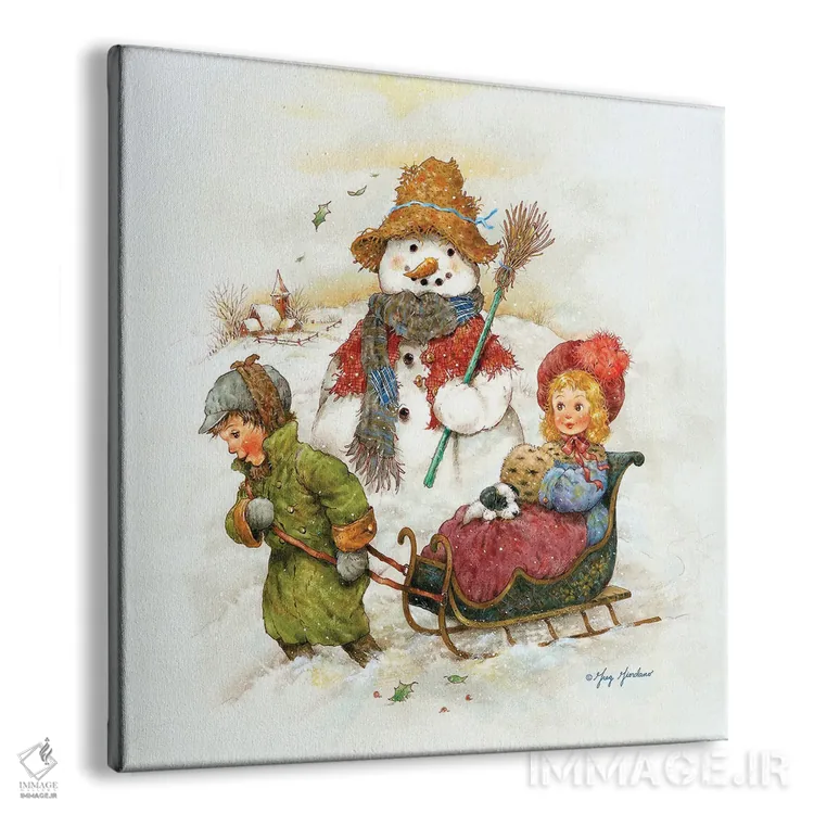 تابلو آدم برفی با کودکان اثر گرگ جوردانو - نمای پرسپکتیو محصول