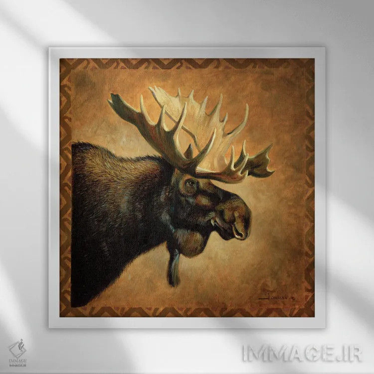 تابلو نیمرخ گوزن شمالی هیولاهای سایه اثر جی. چارلز - نمای قابدار سفید