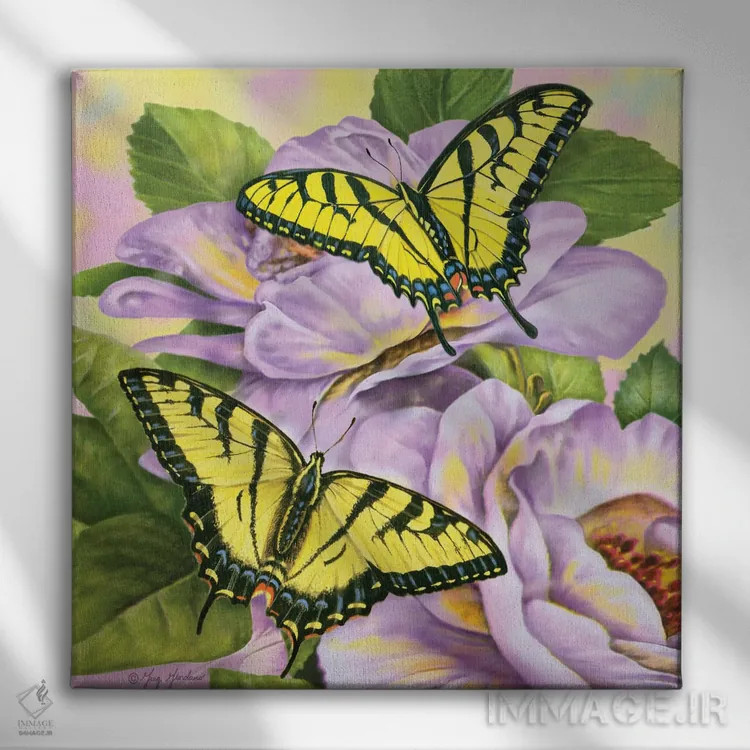 تابلو پروانههای دمچلچلهای اثر گرگ جوردانو - نمای روبهرو روی دیوار