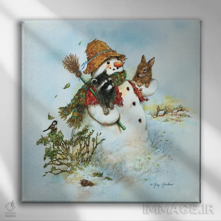 تابلو آدم برفی اثر گرگ جوردانو - نمای روبهرو روی دیوار