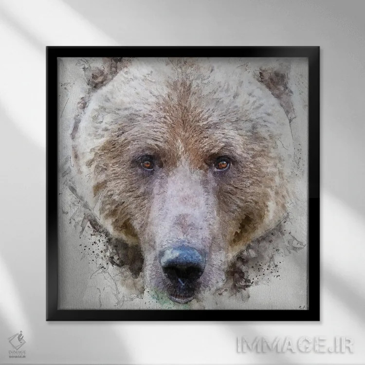 تابلو خرس گریزلی اثر راب فرانسیس - نمای قابدار مشکی