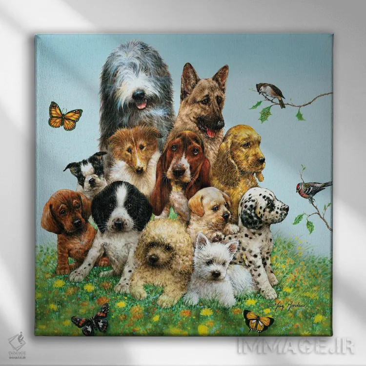 تابلو تولهسگها اثر گرگ جوردانو - نمای روبهرو روی دیوار