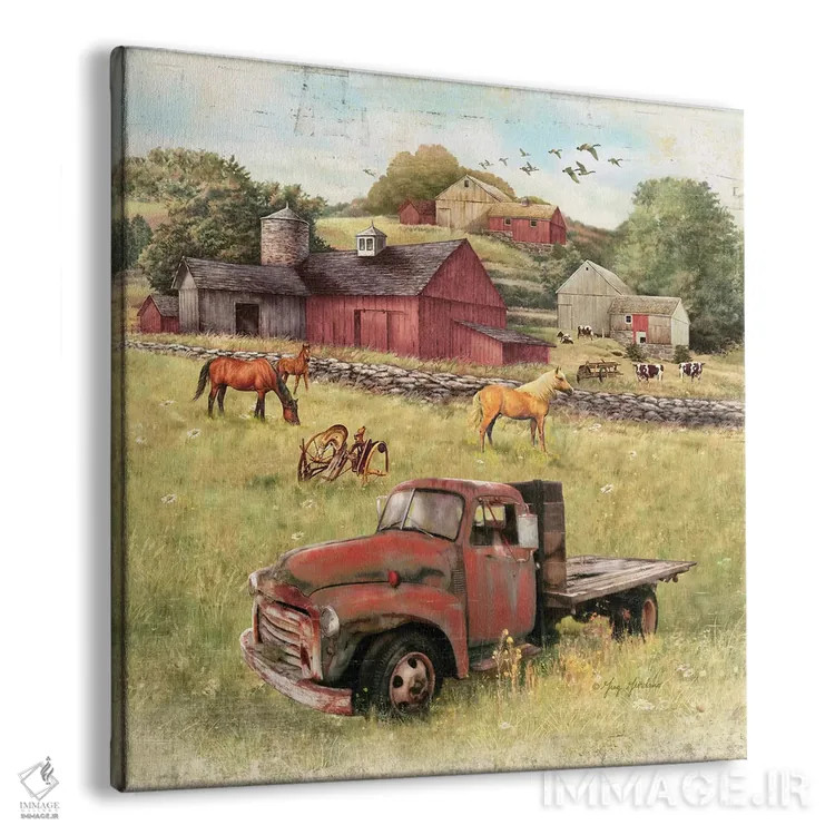 تابلو انبارها و کامیون قدیمی اثر گرگ جوردانو - نمای پرسپکتیو محصول