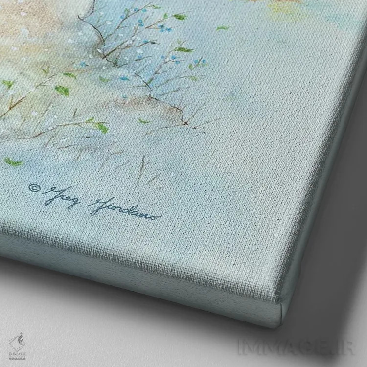 تابلو آدم برفی اثر گرگ جوردانو - نمای نزدیک بافت بوم