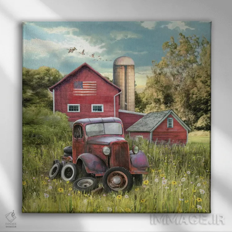 تابلو مزرعهٔ وطنپرستانه اثر گرگ جوردانو - نمای روبهرو روی دیوار