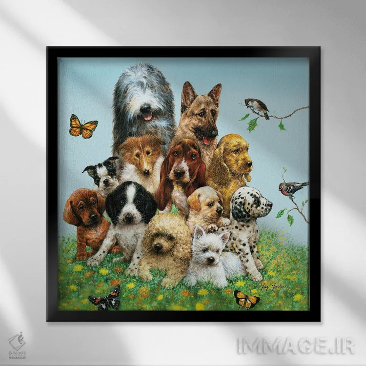 تابلو تولهسگها اثر گرگ جوردانو - نمای قابدار مشکی