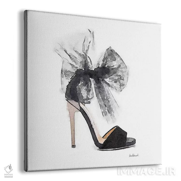 تابلو کفش فشن با توری مشکی، مربع اثر آماندا گرینوود - نمای پرسپکتیو محصول