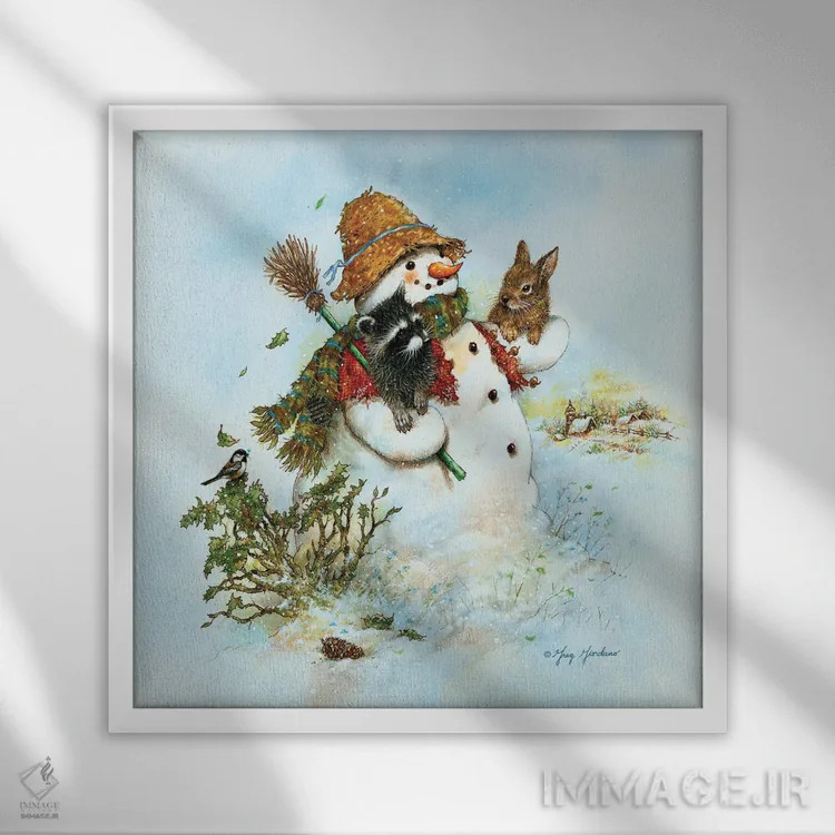 تابلو آدم برفی اثر گرگ جوردانو - نمای قابدار سفید