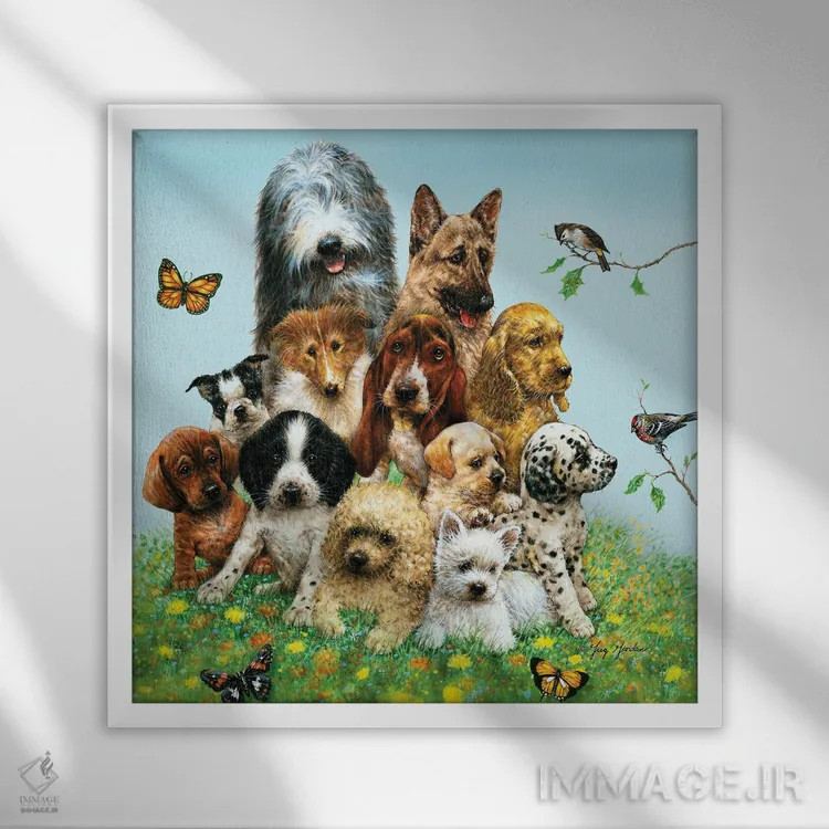 تابلو تولهسگها اثر گرگ جوردانو - نمای قابدار سفید