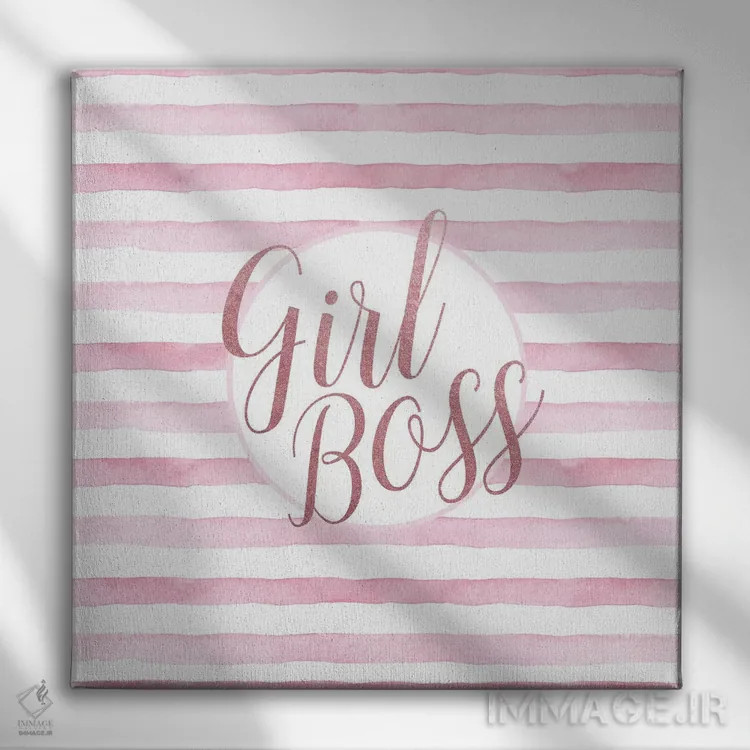 تابلو رئیس دختر رزگلد صورتی، مربع اثر آماندا گرینوود - نمای روبهرو روی دیوار