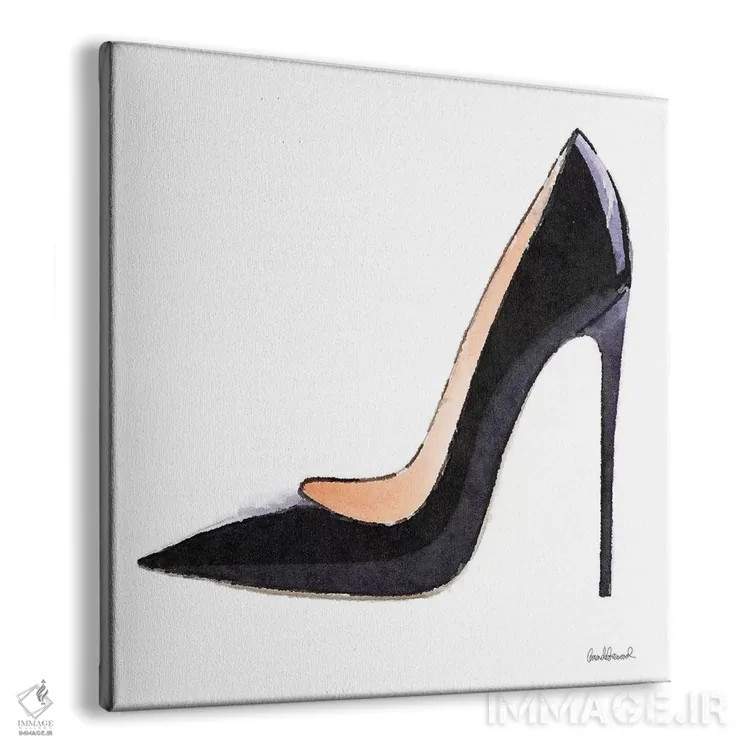 تابلو کفش پاشنهبلند مشکی بلند اثر آماندا گرینوود - نمای پرسپکتیو محصول