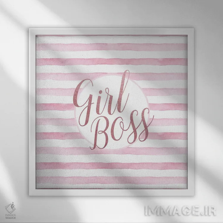 تابلو رئیس دختر رزگلد صورتی، مربع اثر آماندا گرینوود - نمای قابدار سفید