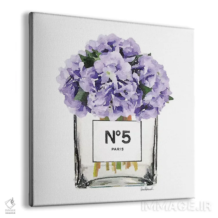 تابلو گلدان شماره ۵ با گل ادریسی بنفش اثر آماندا گرینوود - نمای پرسپکتیو محصول