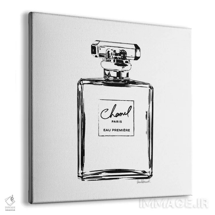 تابلو بطری عطر مشکی اثر آماندا گرینوود - نمای پرسپکتیو محصول