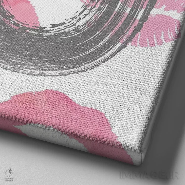 تابلو عشق OX نقرهای صورتی، مربع اثر آماندا گرینوود - نمای نزدیک بافت بوم