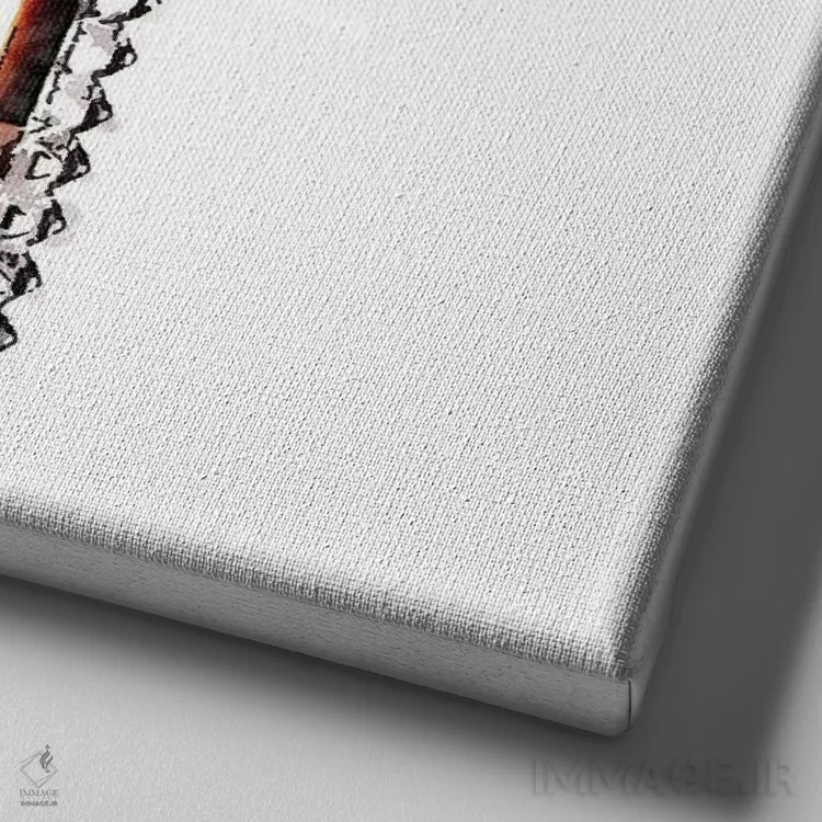 تابلو بطری عطر با شقایقهای قرمز اثر آماندا گرینوود - نمای نزدیک بافت بوم