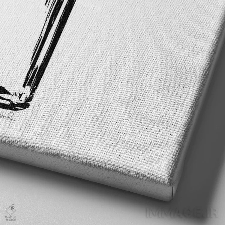 تابلو بطری عطر مشکی اثر آماندا گرینوود - نمای نزدیک بافت بوم