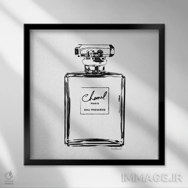 تابلو بطری عطر مشکی اثر آماندا گرینوود - نمای قابدار مشکی