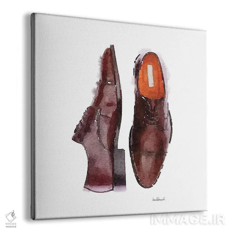 تابلو Square,کفش قهوهای مردانه، مربع شکل اثر آماندا گرینوود - نمای پرسپکتیو محصول