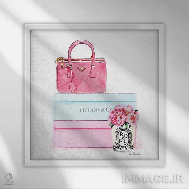 تابلو جعبههای کفش مد و گل صدتومانی اثر آماندا گرینوود - نمای قابدار سفید