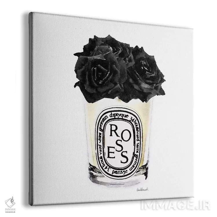 تابلو شمع با رزهای مشکی، مربعشکل اثر آماندا گرینوود - نمای پرسپکتیو محصول