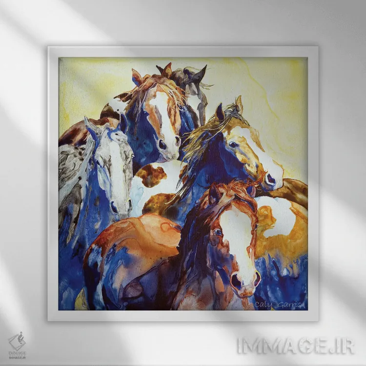 تابلو وقت رفتن به کار است اثر کالی گاریس - نمای قابدار سفید