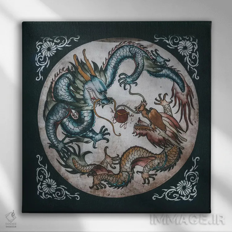 تابلو معبدهای چینی اثر لوک آنتونی گرم - نمای روبهرو روی دیوار