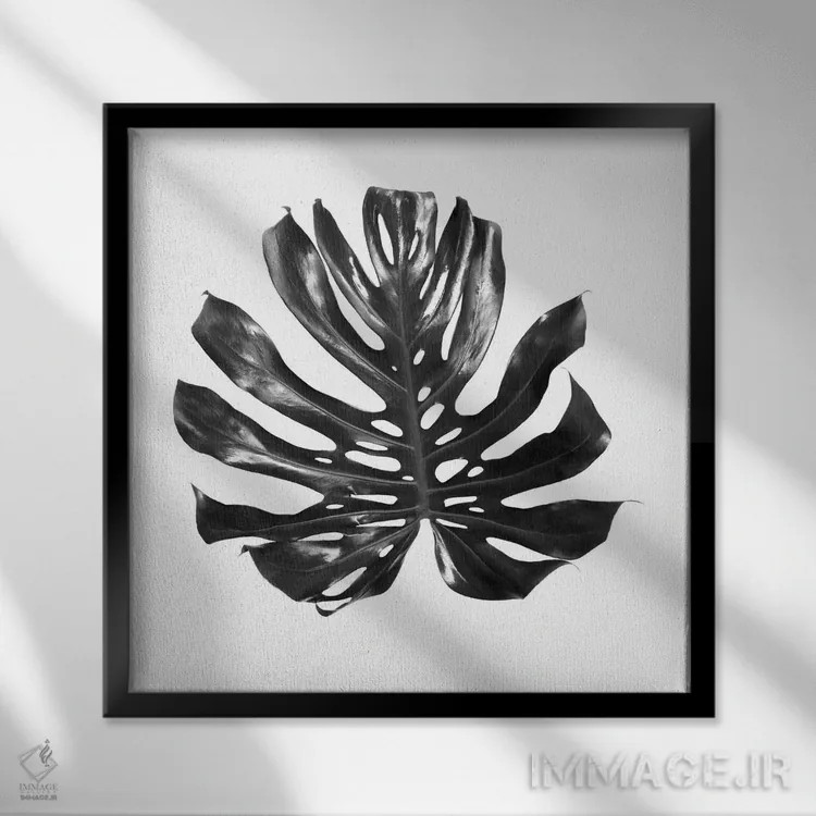 تابلو برگ مانسترا اثر گرگوری پرسکات - نمای قابدار مشکی