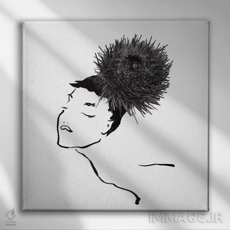 تابلو یونی (خارپشت دریایی - خوراک دریایی) اثر گرچن روهرز - نمای روبهرو روی دیوار