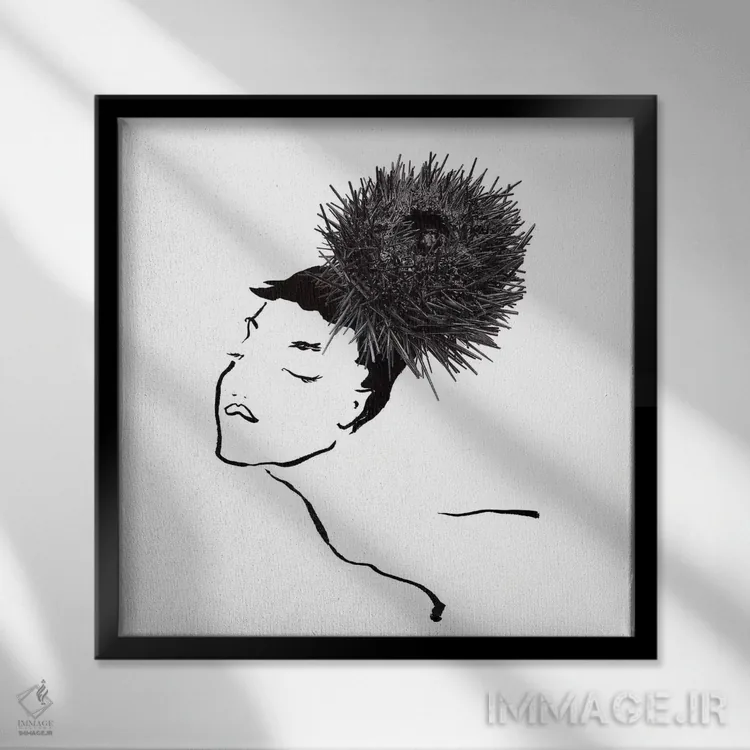 تابلو یونی (خارپشت دریایی - خوراک دریایی) اثر گرچن روهرز - نمای قابدار مشکی